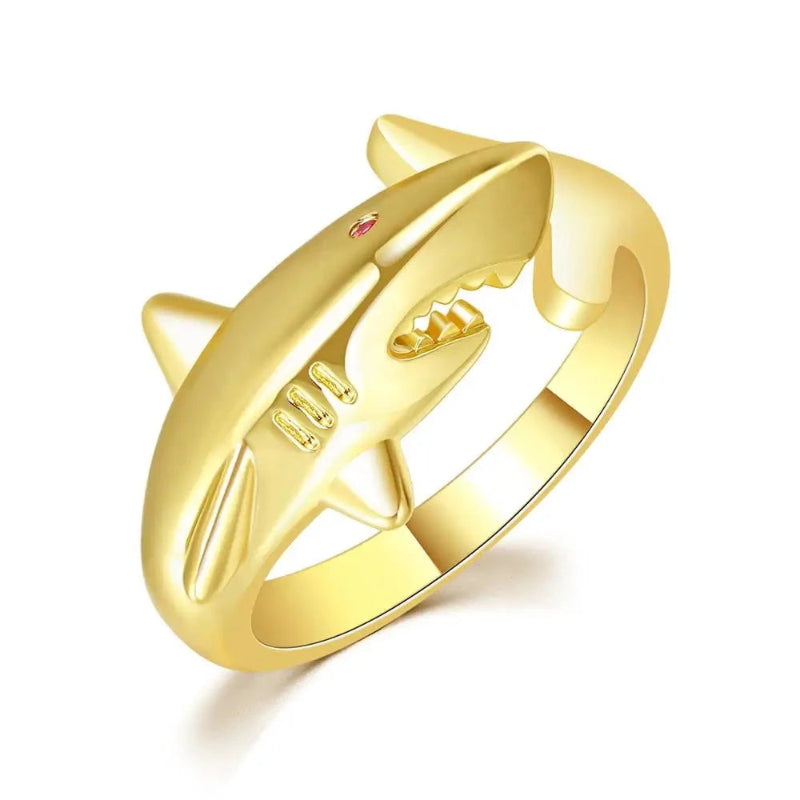 Anillo de Tiburón con Circonio oro