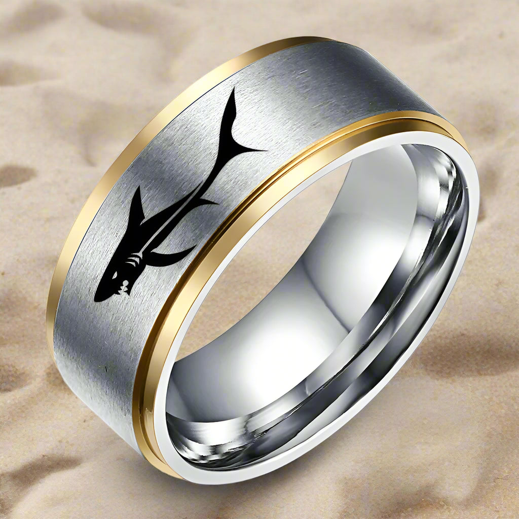 Anillo de Tiburón Negro o Plateado plata