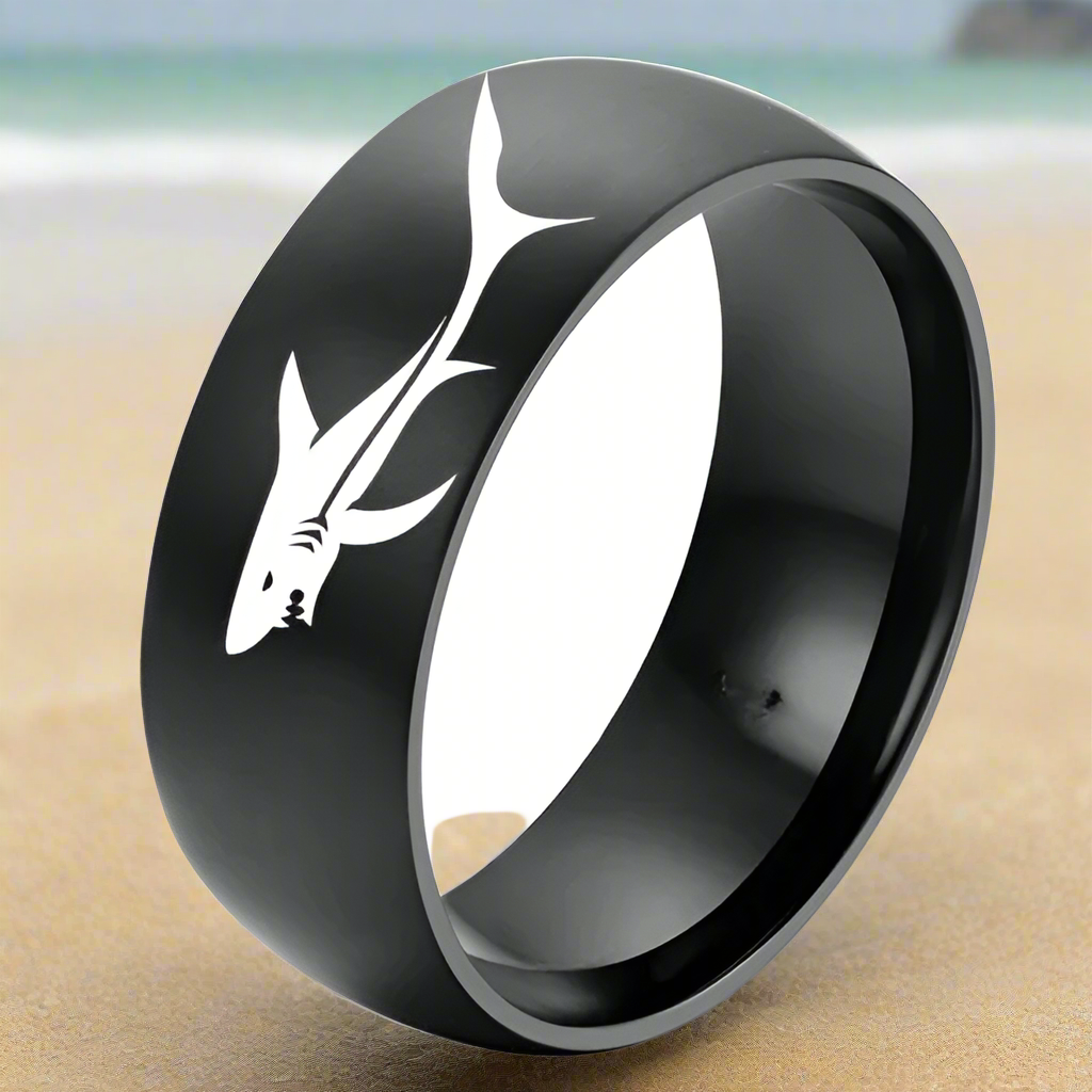 Anillo de Tiburón Negro o Plateado negro