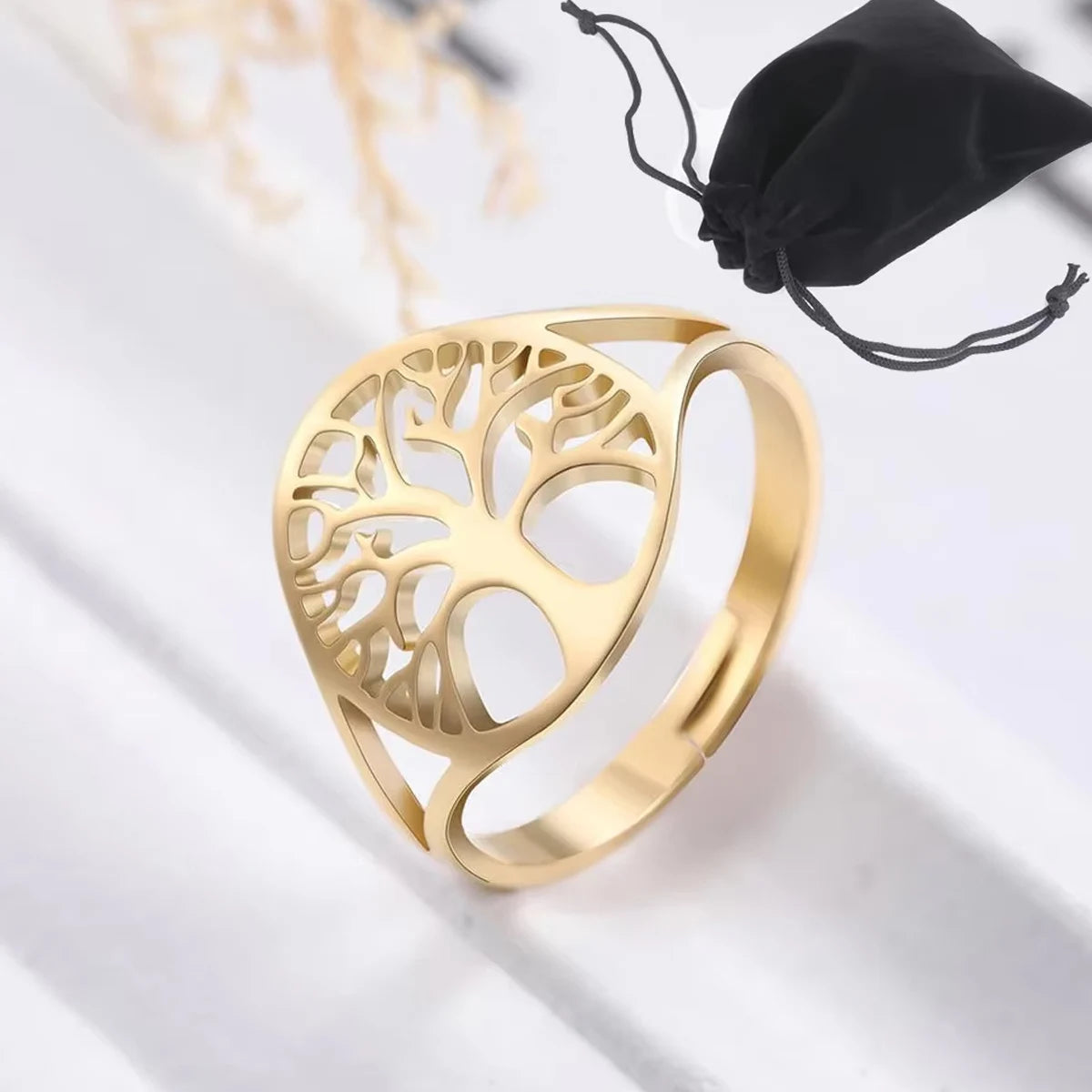 Anillo Retro Árbol de la Vida oro