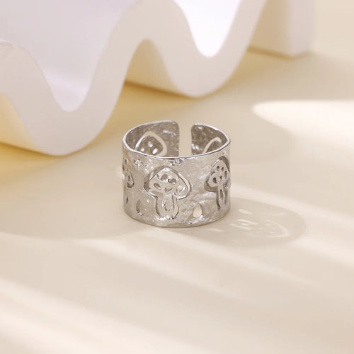 Anillo Retro con Champiñones plata