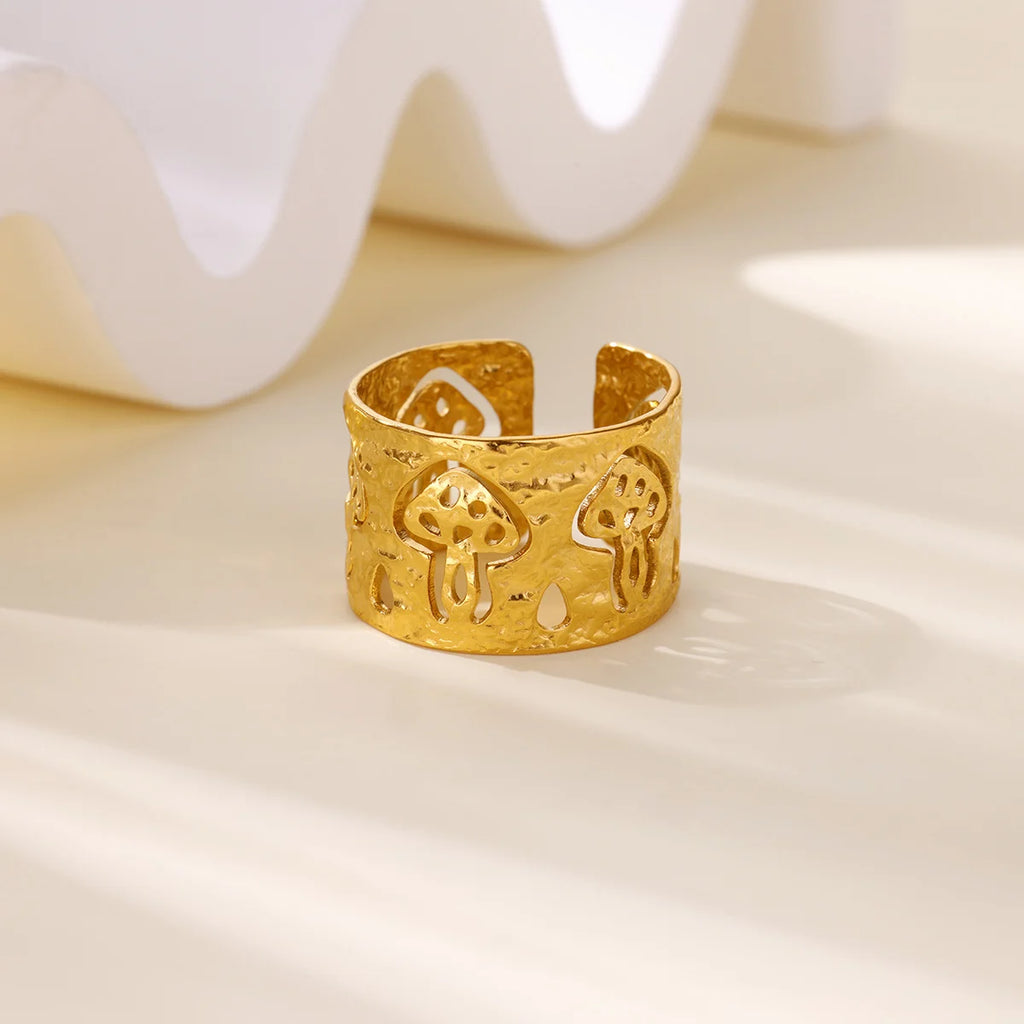 Anillo Retro con Champiñones oro