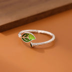 Anillo Retro con Hoja de Otoño