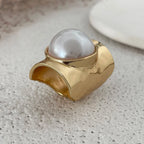 Anillo Retro Mujer con Perla oro