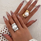 Anillo Retro Mujer con Perla plata