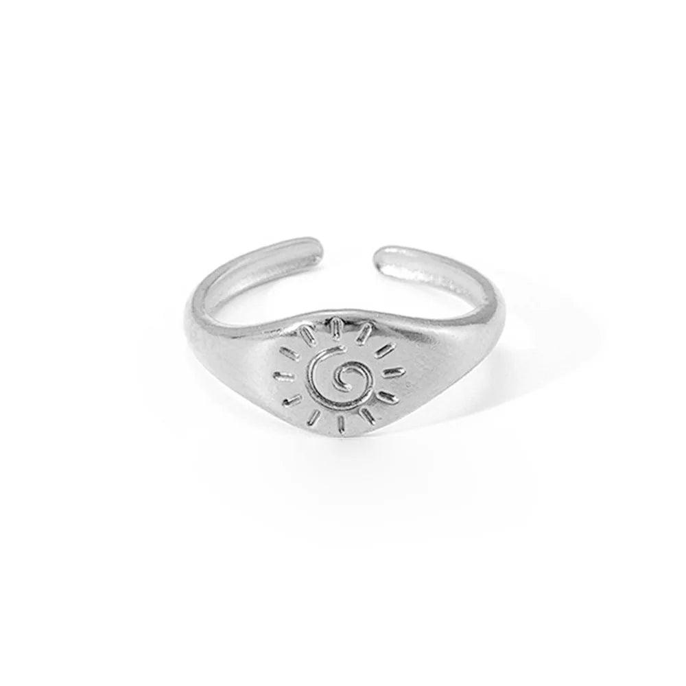 Anillo Retro Sol Astros plata