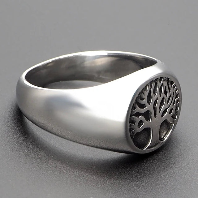 Anillo redondo árbol de la vida de estilo depurado