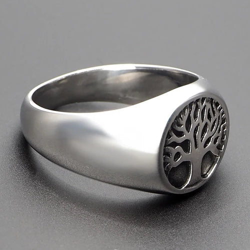 Anillo redondo árbol de la vida de estilo depurado