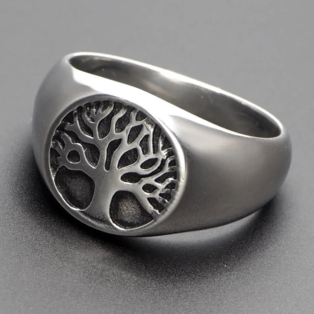 Anillo redondo árbol de la vida de estilo depurado