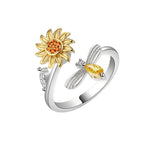 Anillo abeja y flor giratoria