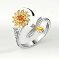 Anillo abeja y flor giratoria