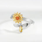 Anillo abeja y flor giratoria