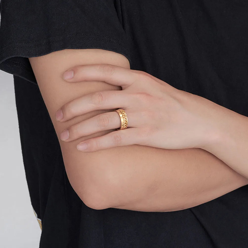 Anillo Giratorio Antiestrés para Hombre dorado