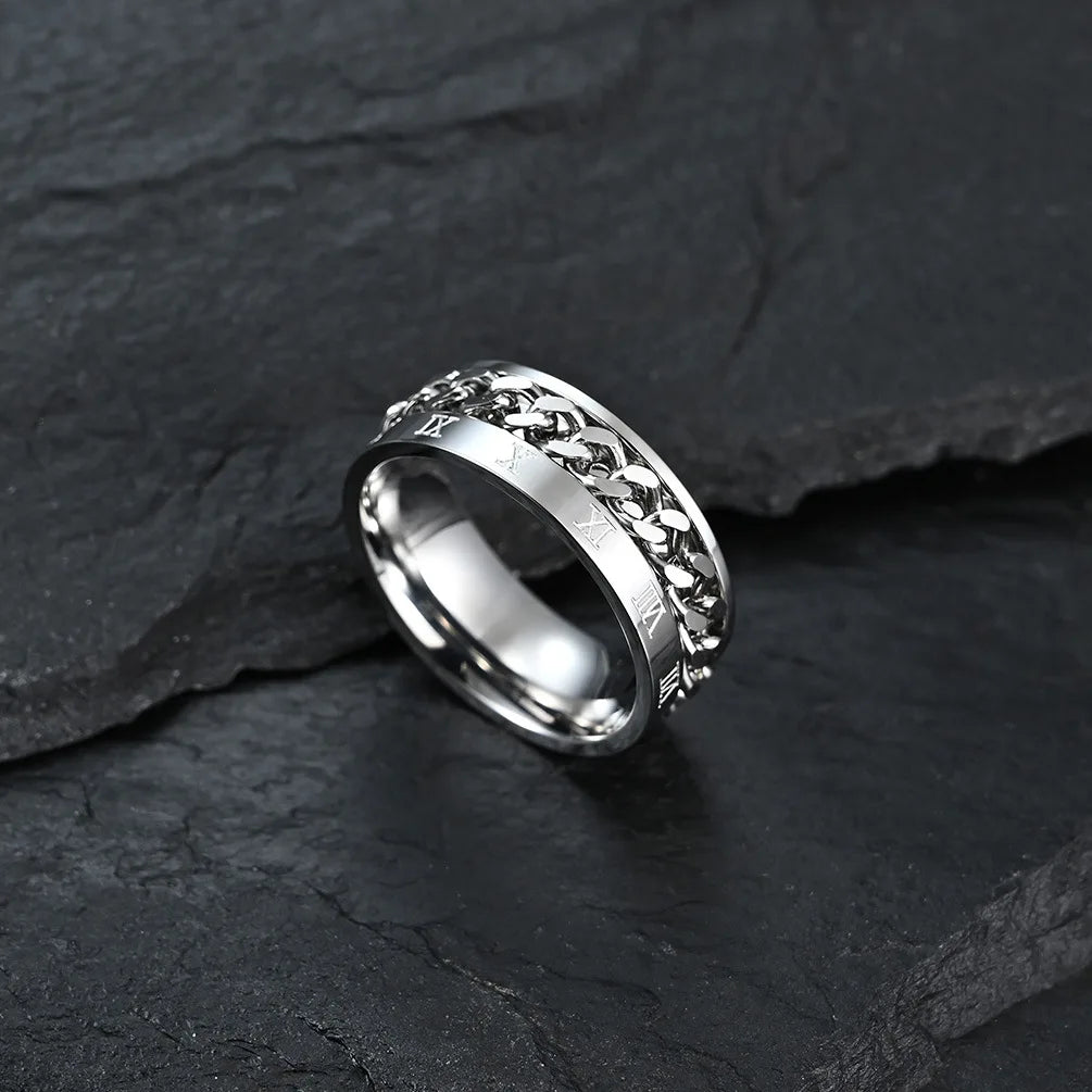 Anillo Giratorio Antiestrés para Hombre plateado