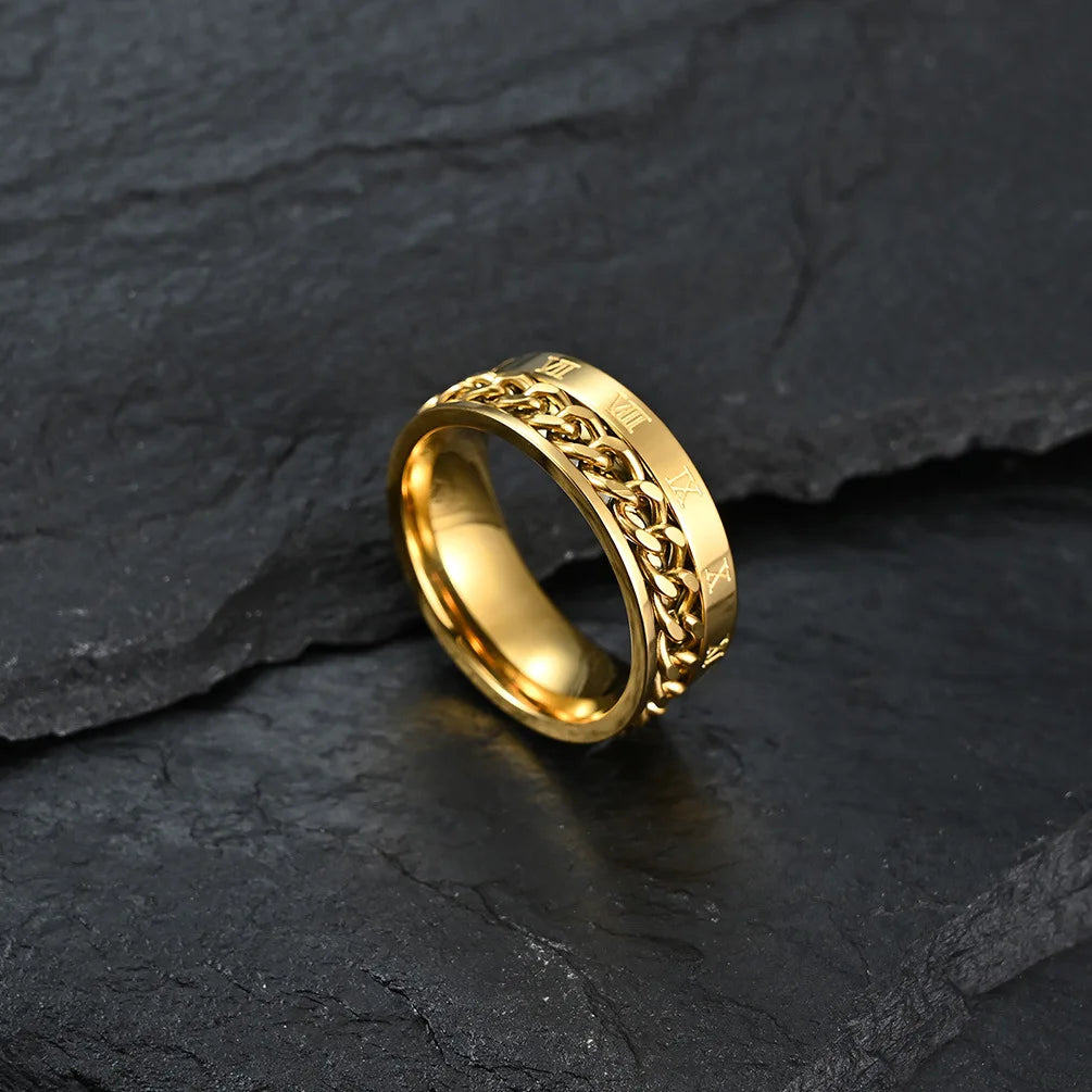 Anillo Giratorio Antiestrés para Hombre dorado