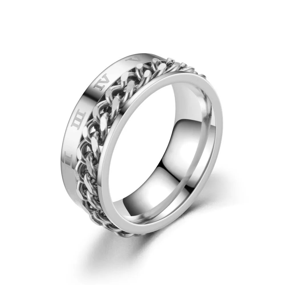 Anillo Giratorio Antiestrés para Hombre plateado