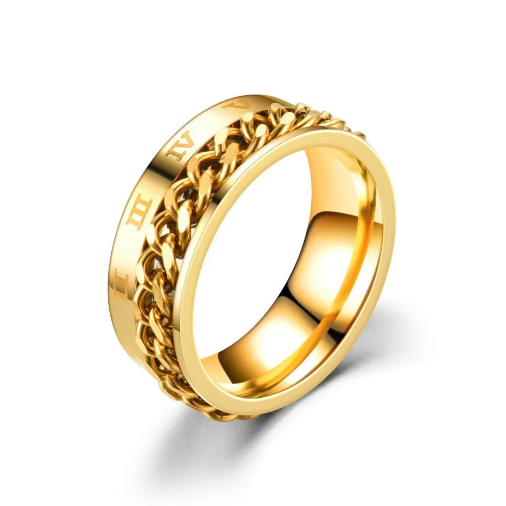 Anillo Giratorio Antiestrés para Hombre dorado