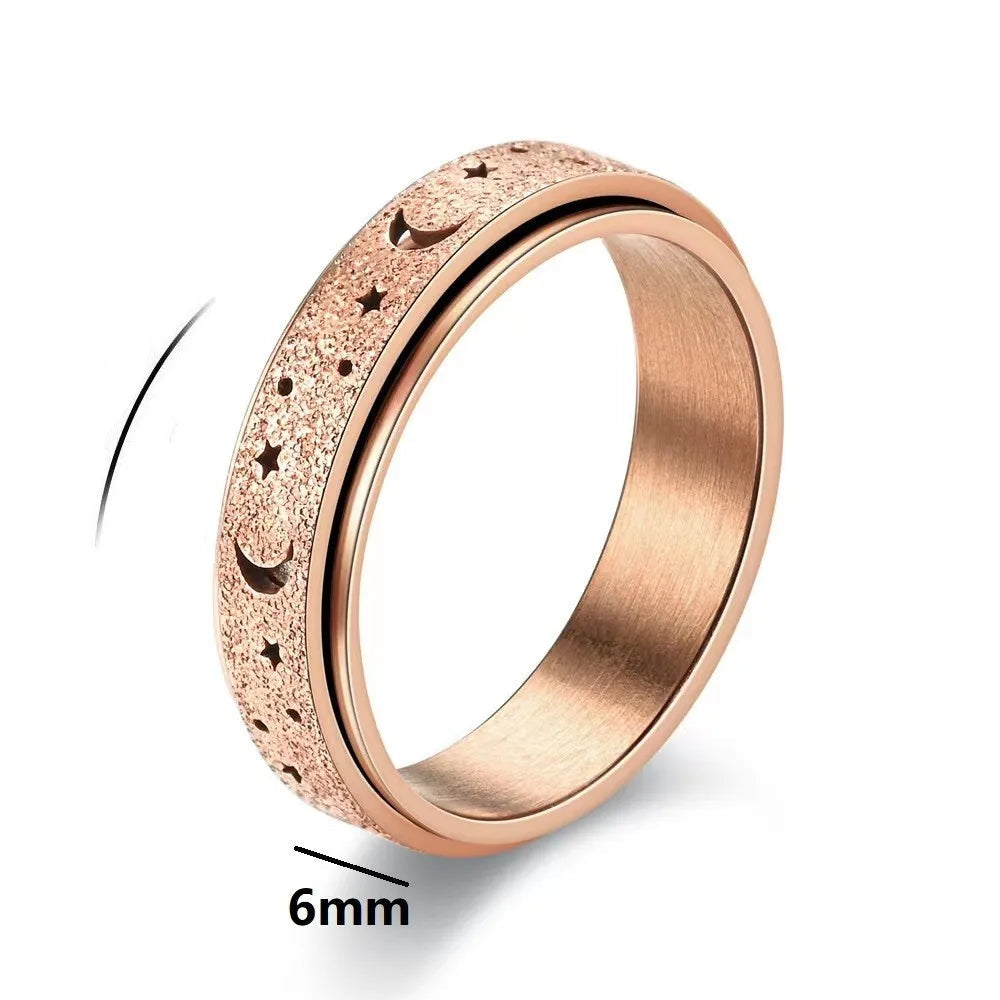 Anillo giratorio con lunas crecientes para hombre oro rosa