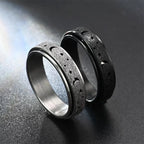 Anillo giratorio con lunas crecientes para hombre negro