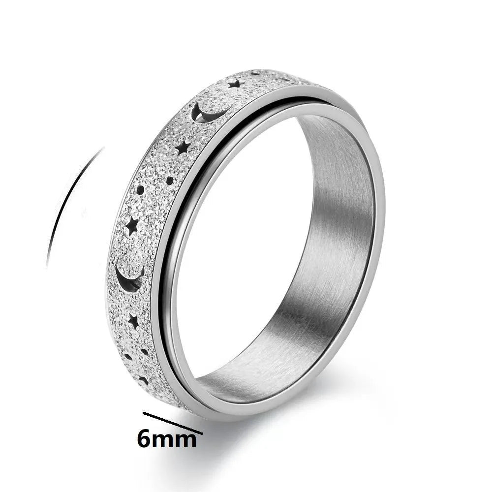 Anillo giratorio con lunas crecientes para hombre plata