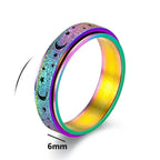 Anillo giratorio con lunas crecientes para hombre azul