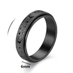 Anillo giratorio con lunas crecientes para hombre negro
