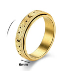 Anillo giratorio con lunas crecientes para hombre oro