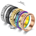 Anillo giratorio con lunas crecientes para hombre oro rosa
