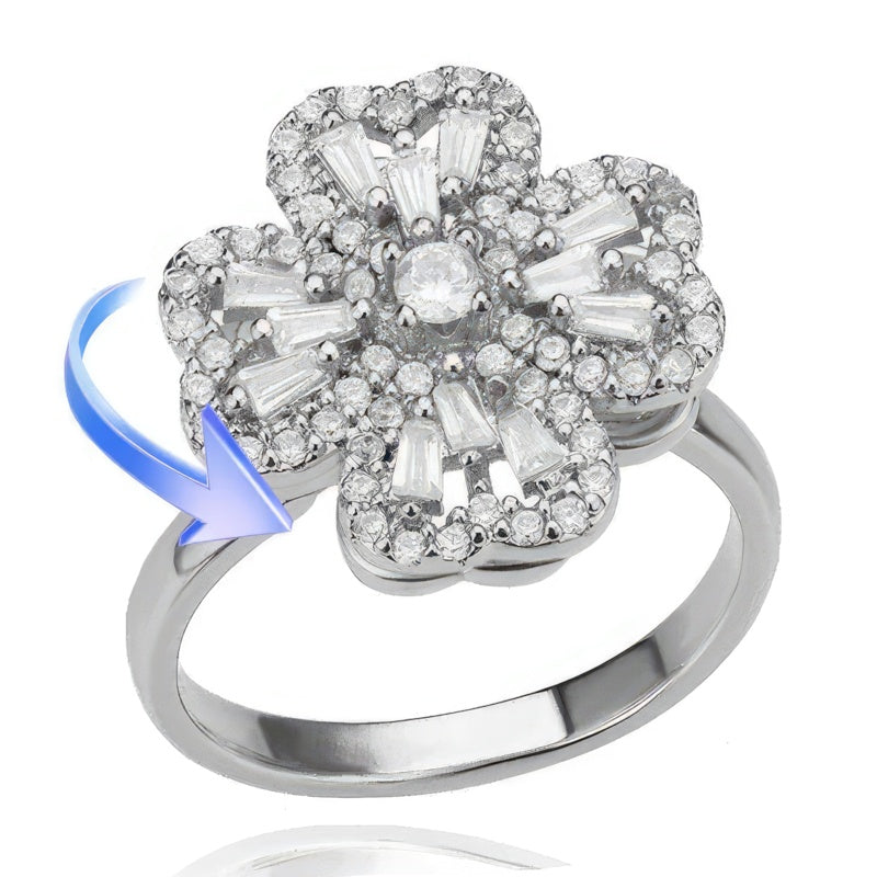 Anillo giratorio de trébol de cuatro hojas 