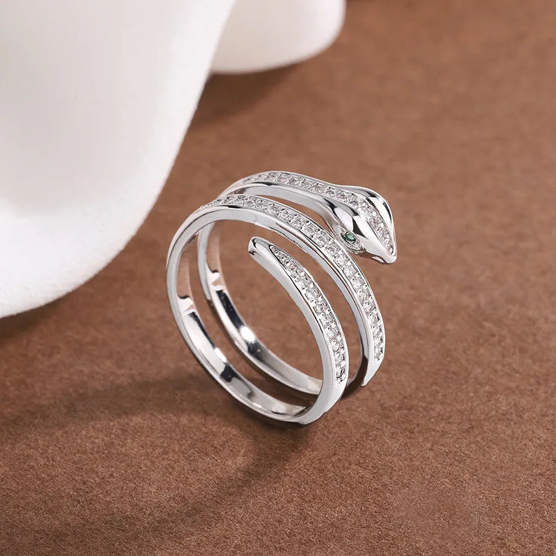 Anillo Serpiente Reptil Mujer plata