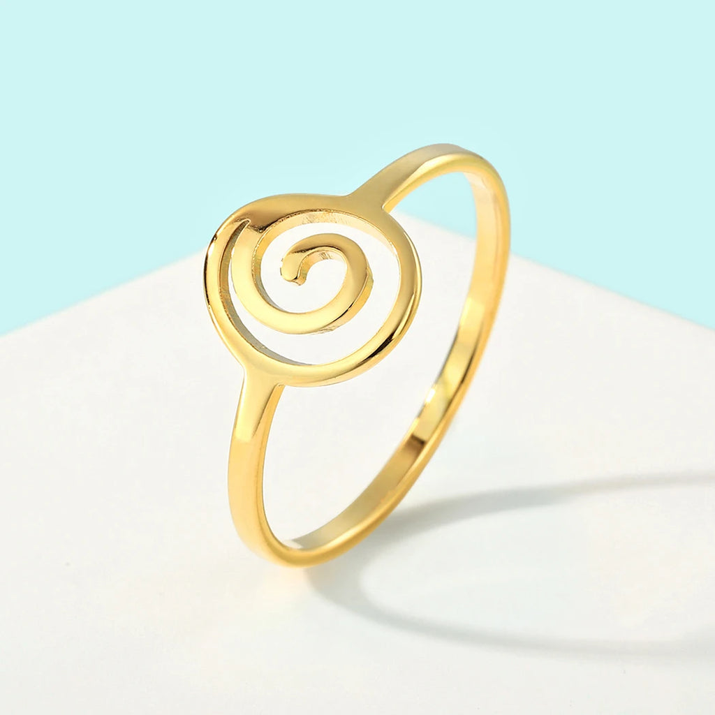 Anillo Espiral Geométrico dorado