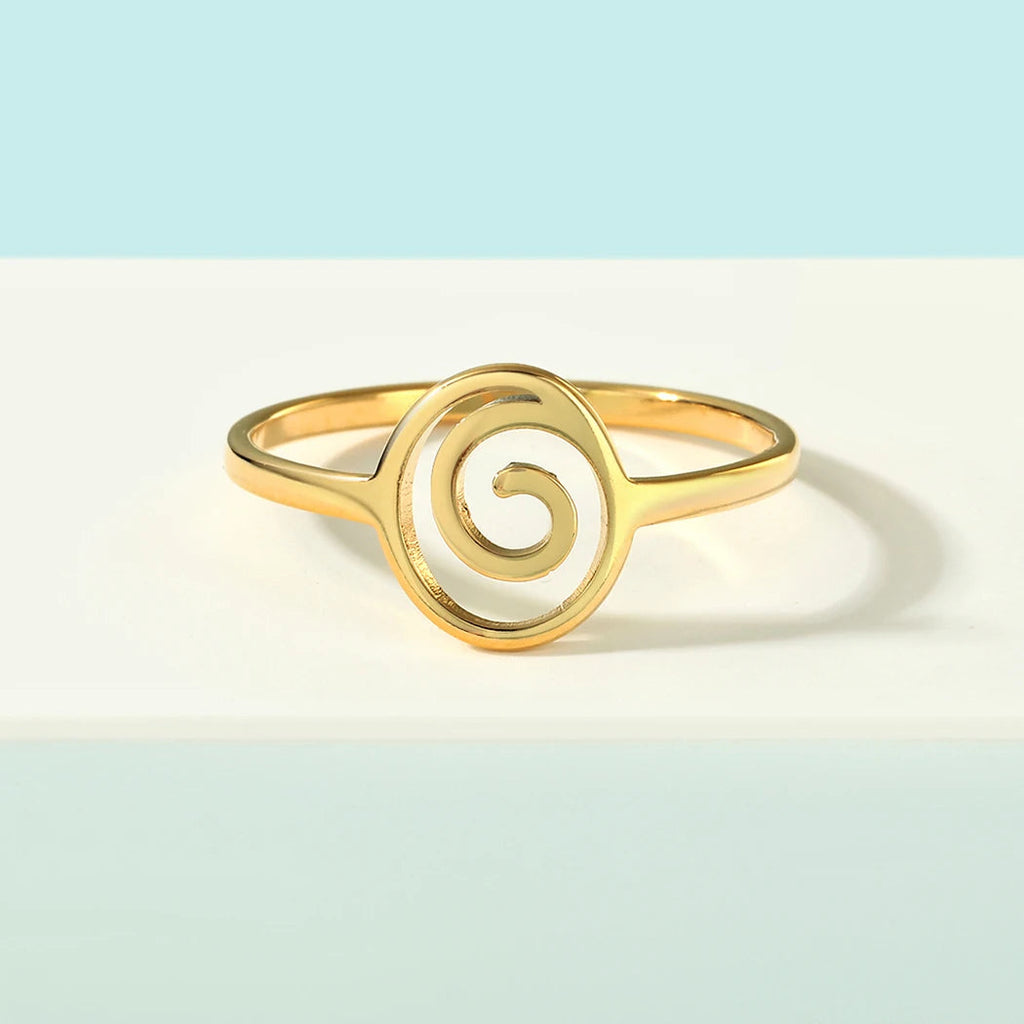 Anillo Espiral Geométrico dorado