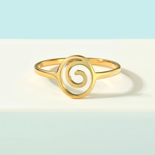 Anillo Espiral Geométrico dorado