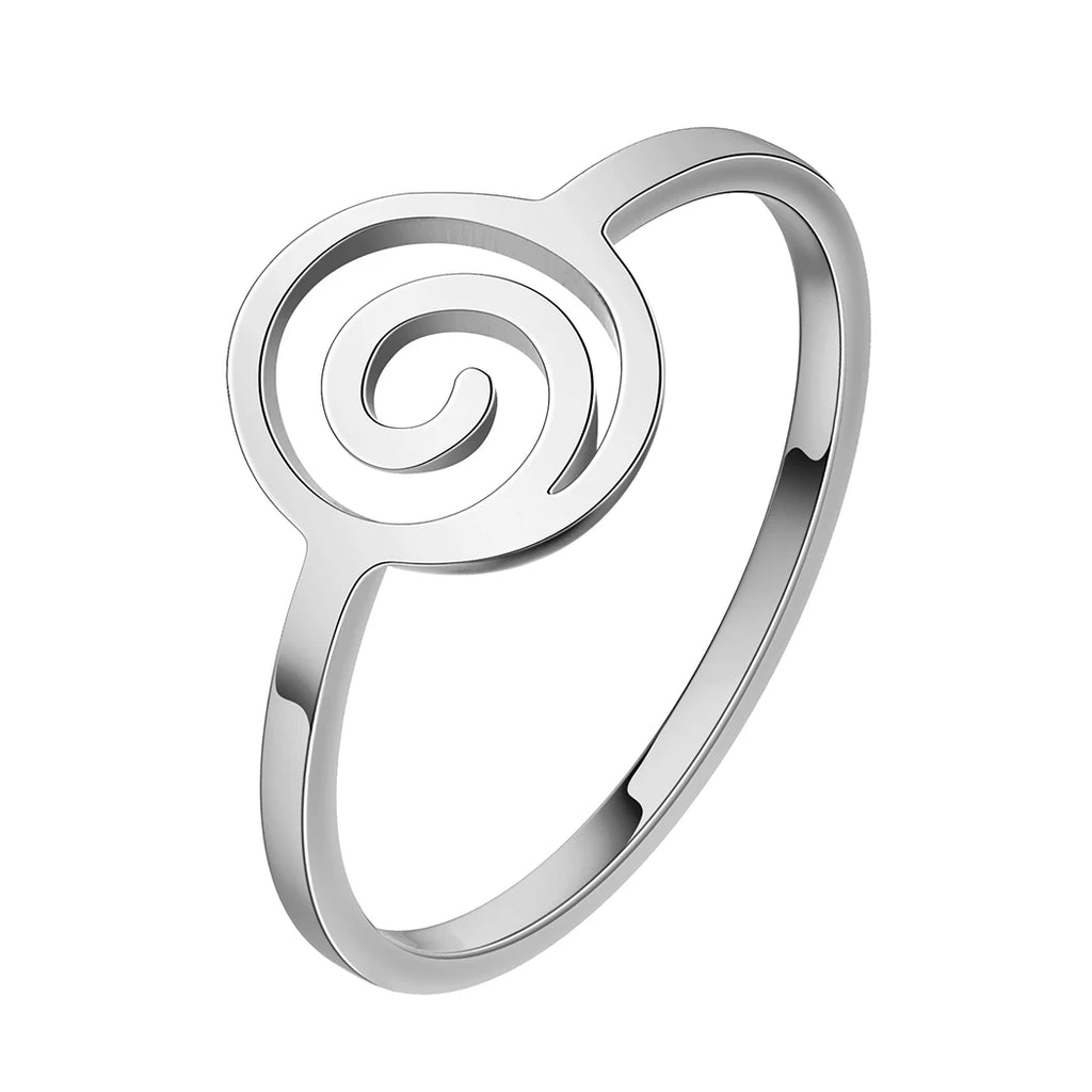 Anillo Espiral Geométrico plateado