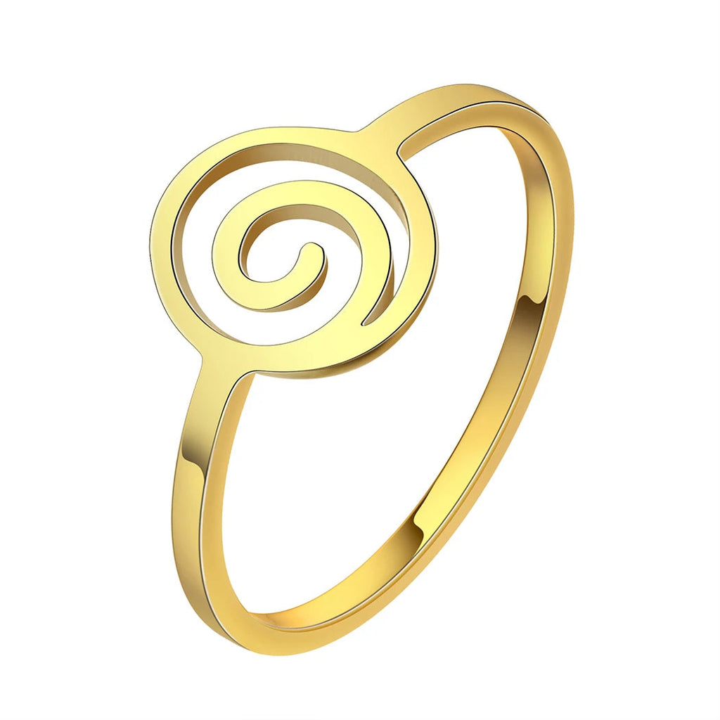 Anillo Espiral Geométrico dorado
