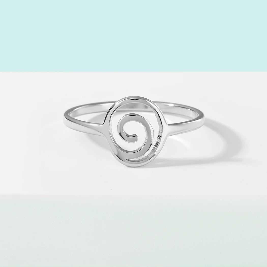 Anillo Espiral Geométrico plateado