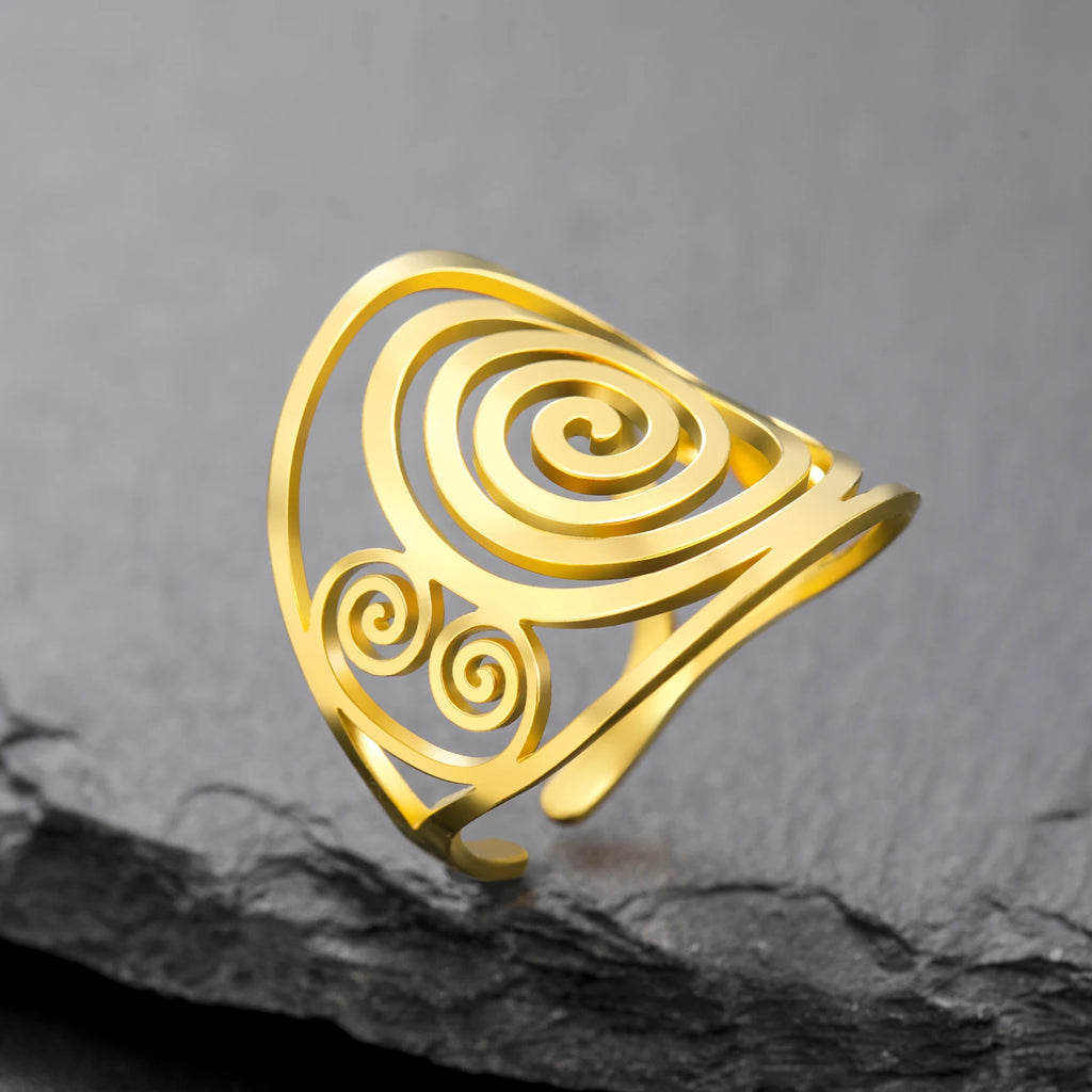 Anillo espiral ancho para mujer oro