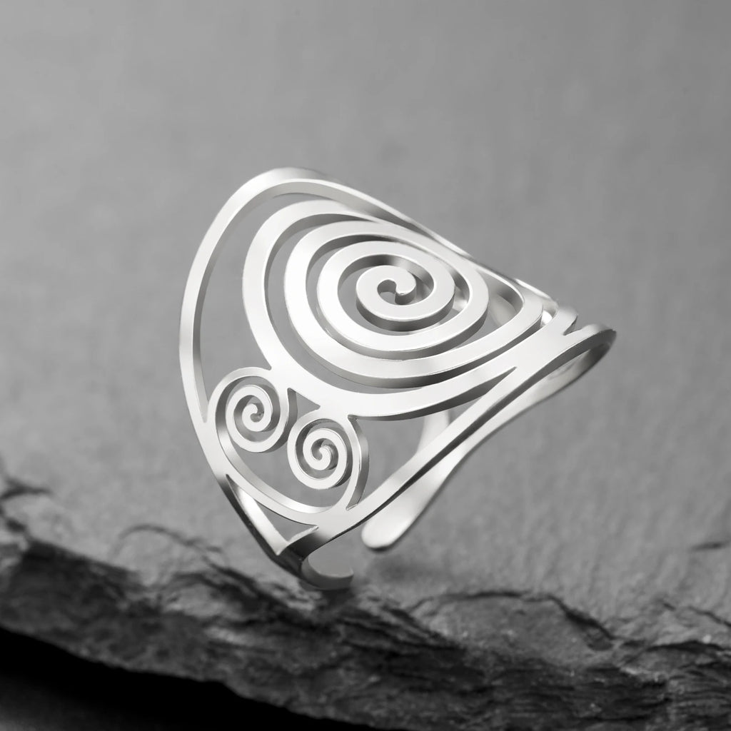 Anillo espiral ancho para mujer plata