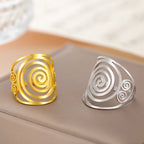 Anillo espiral ancho para mujer plata
