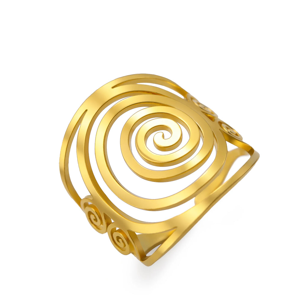 Anillo espiral ancho para mujer oro