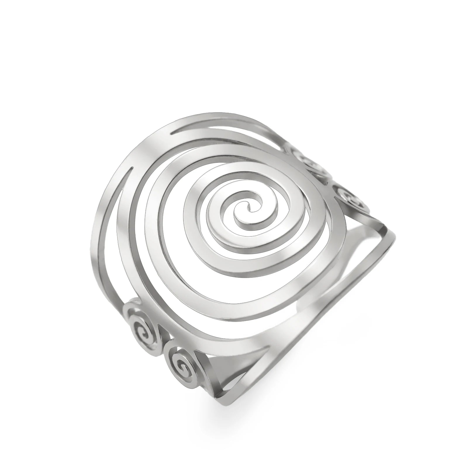 Anillo espiral ancho para mujer plata