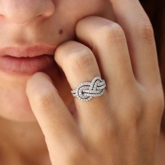 Anillo Símbolo Infinito Entretejido Anillo Mujer Circonitas
