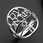 Anillo simbólico judío con grabado en hebreo estrella de David y Haï Chai plata