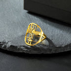 Anillo simbólico judío con grabado en hebreo estrella de David y Haï Chai oro