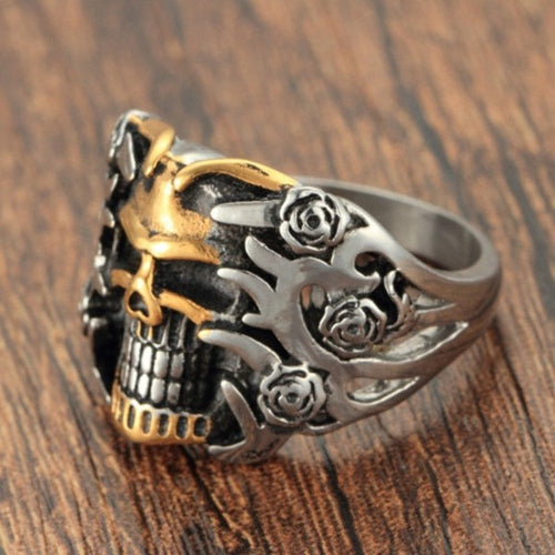 Anillo Cabeza de Calavera Plata y Oro