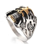 Anillo Cabeza de Muerte Plata y Oro