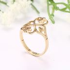 Anillo trébol de cuatro corazones calado de oro