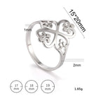 Anillo trébol de cuatro corazones calado