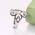 Anillo trébol de cuatro corazones calado de plata