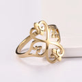 Anillo trébol de cuatro corazones calado de oro